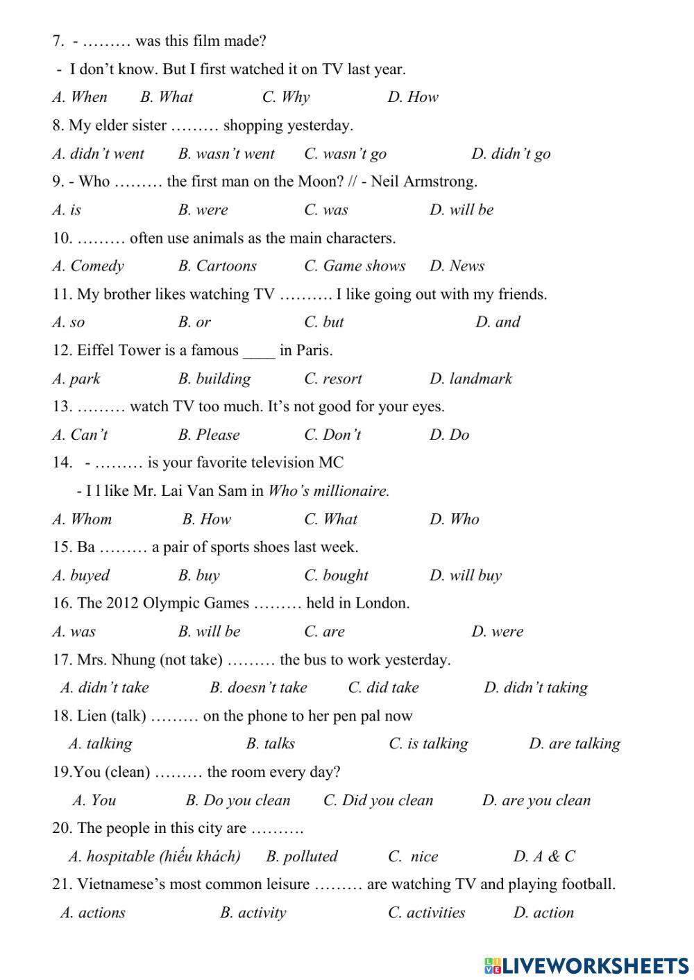 Grade 6 - Second Mid-term revision