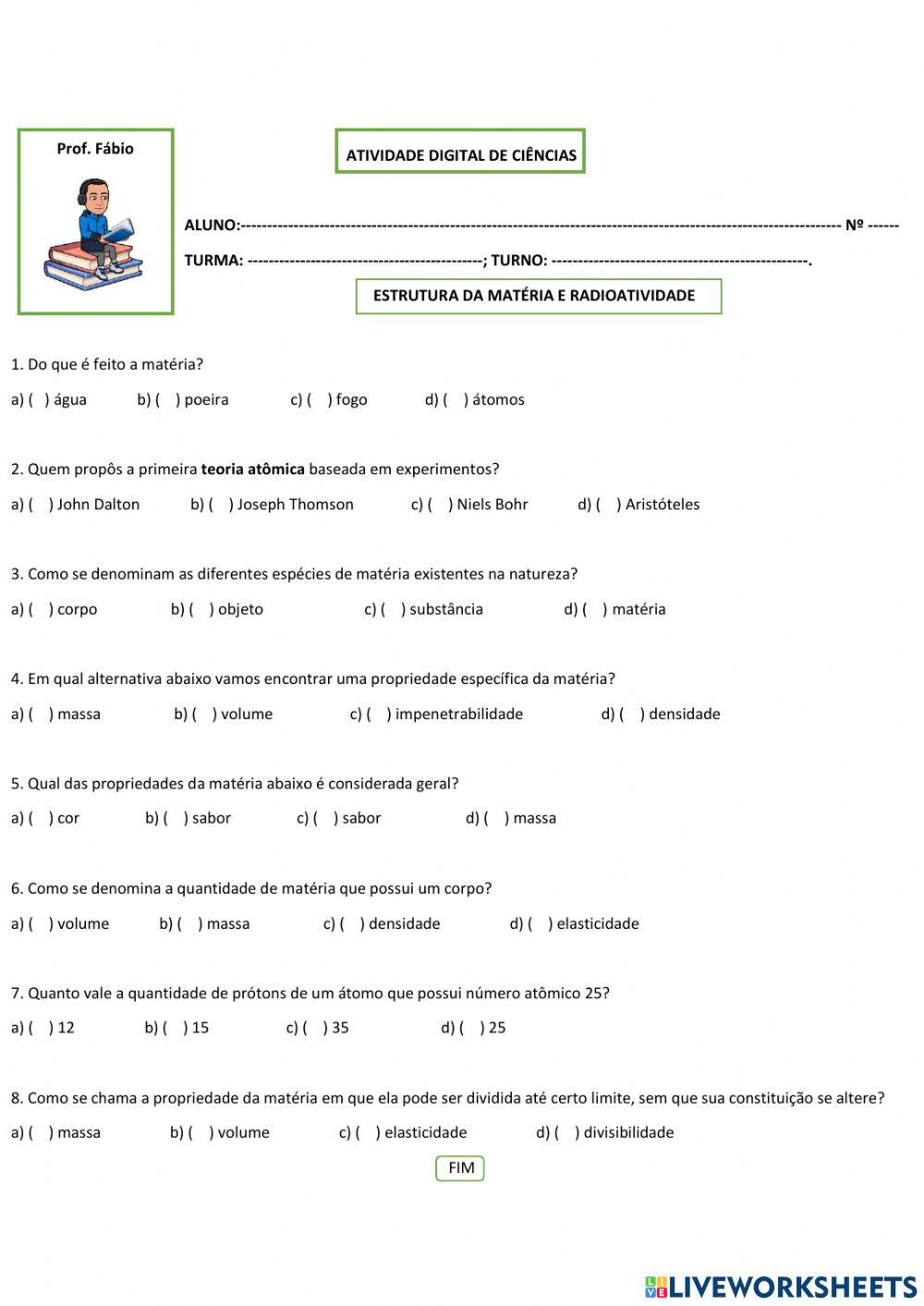 Estrutura da matéria e radioatividade