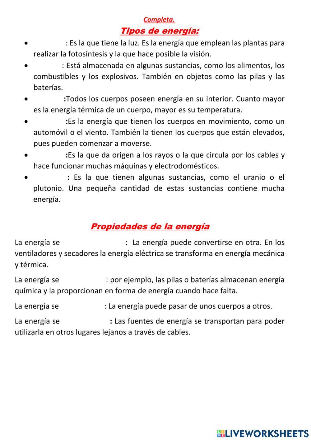 Propiedades de laenergía