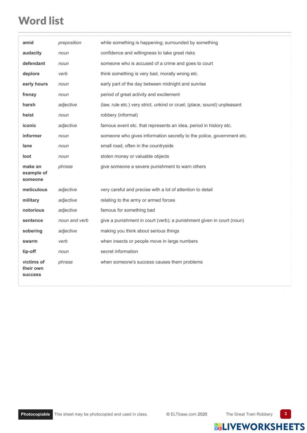 Reading: The great train robbery