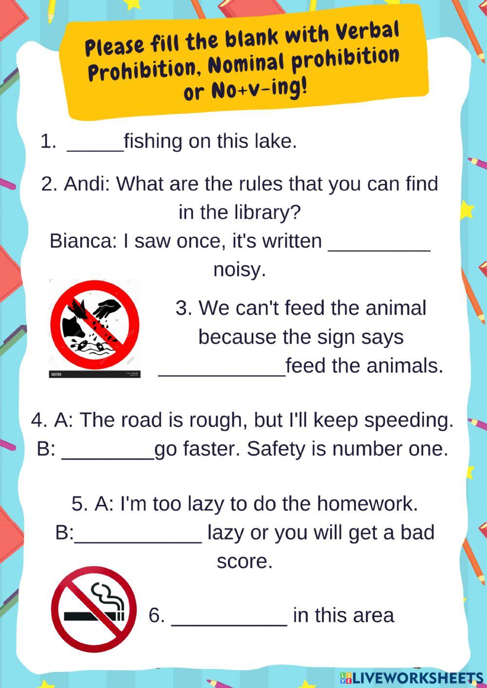 Prohibition worksheet online exercise for Live Worksheets