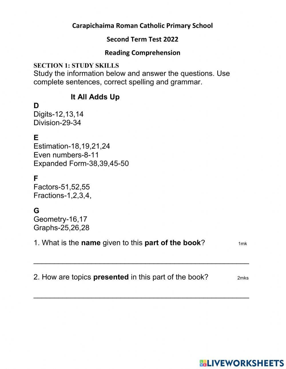 Reading Comprehension