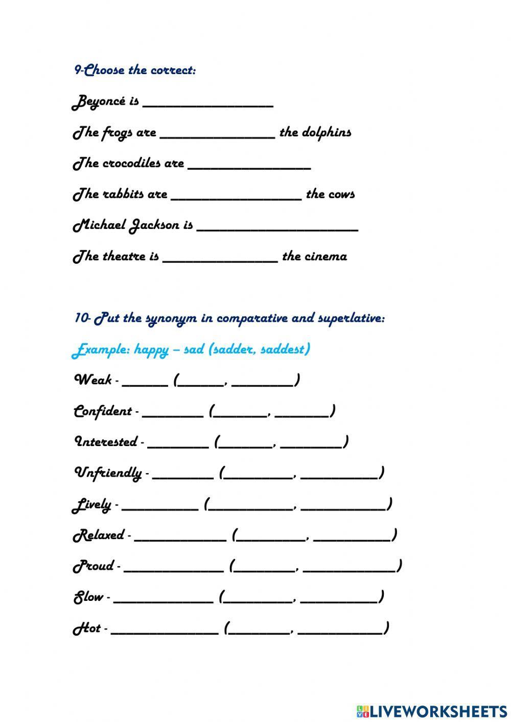 COMPARATIVE AND SUPERLATIVE ADJECTIVES
