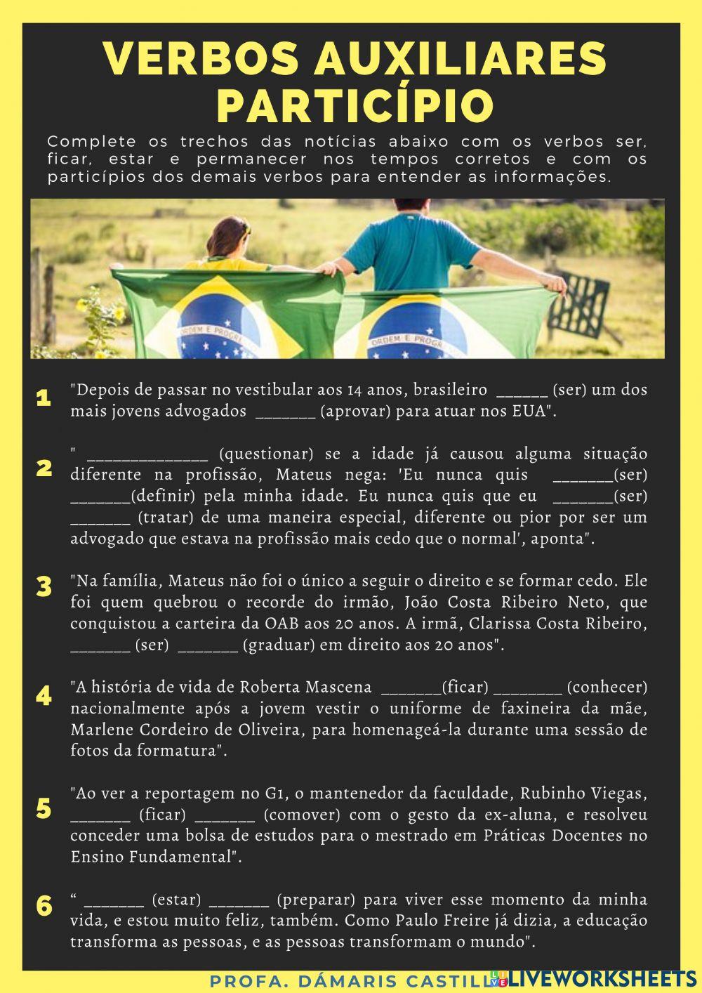 Atividade- Verbos Auxiliares + Particípio 1