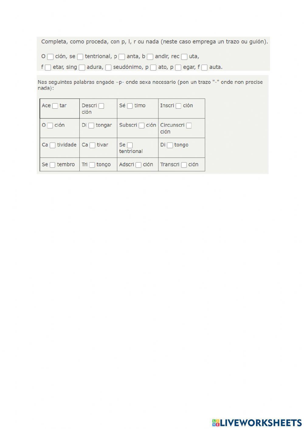 Grupos consonánticos