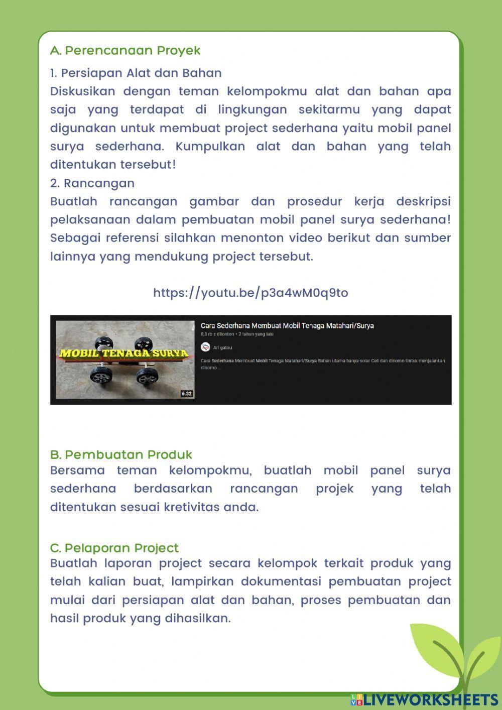 Lembar Project Mobil Mainan Panel Surya