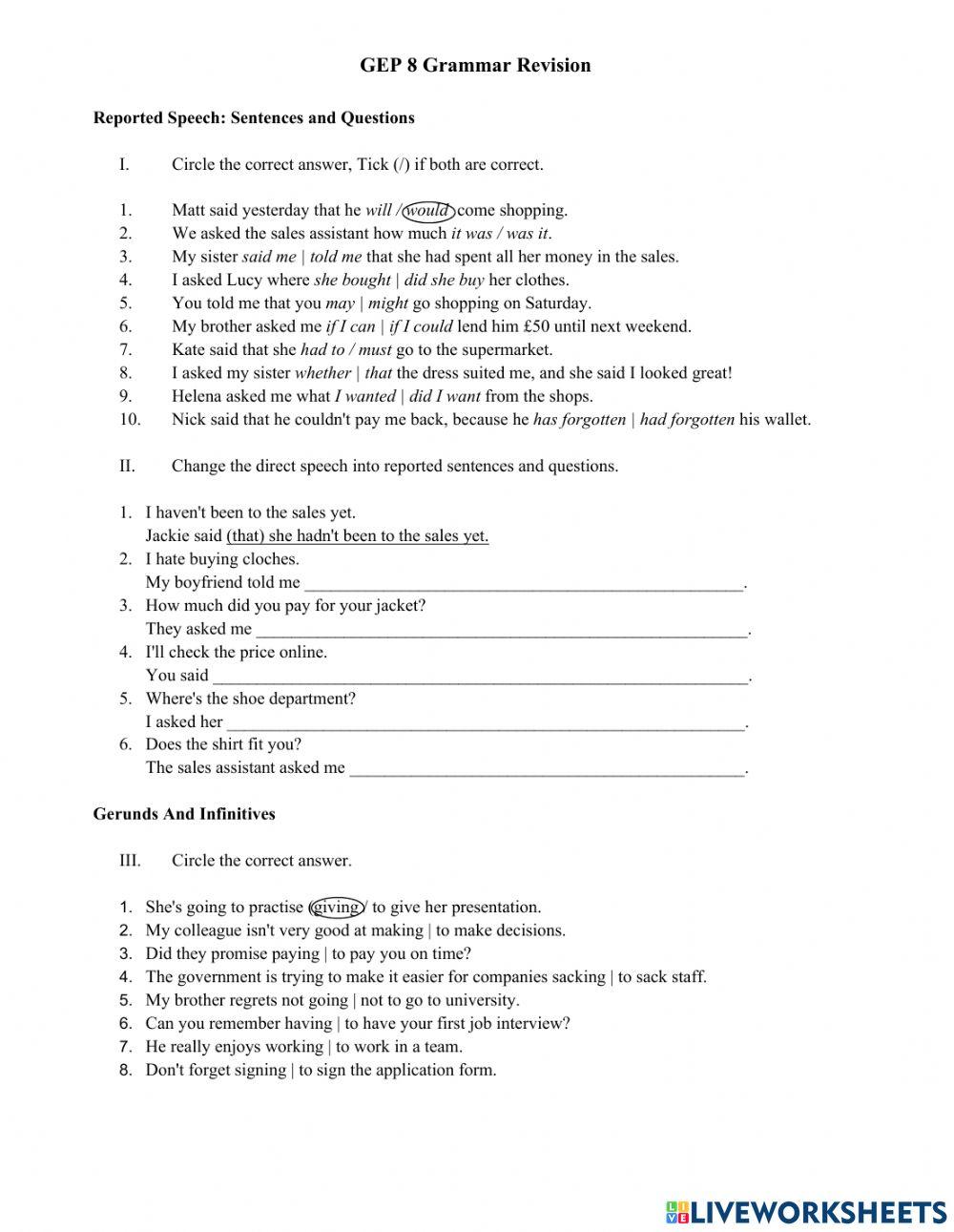 GEP8 Grammar Revision