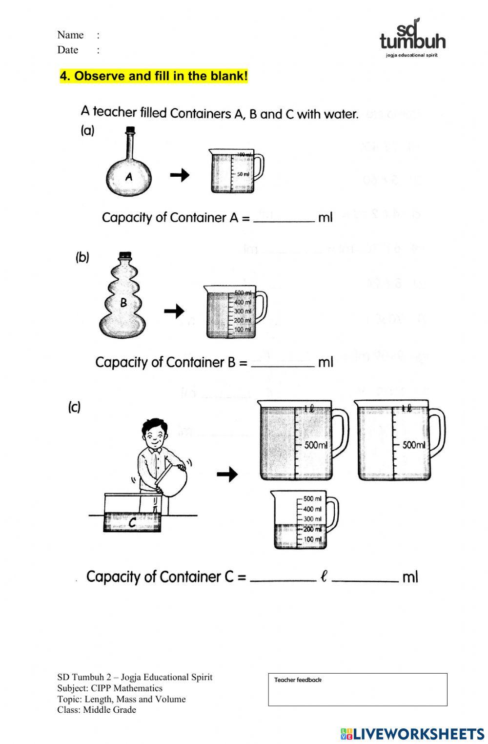 6851771 | EVALUATION CIPP Math Length, Mass, Volume B
