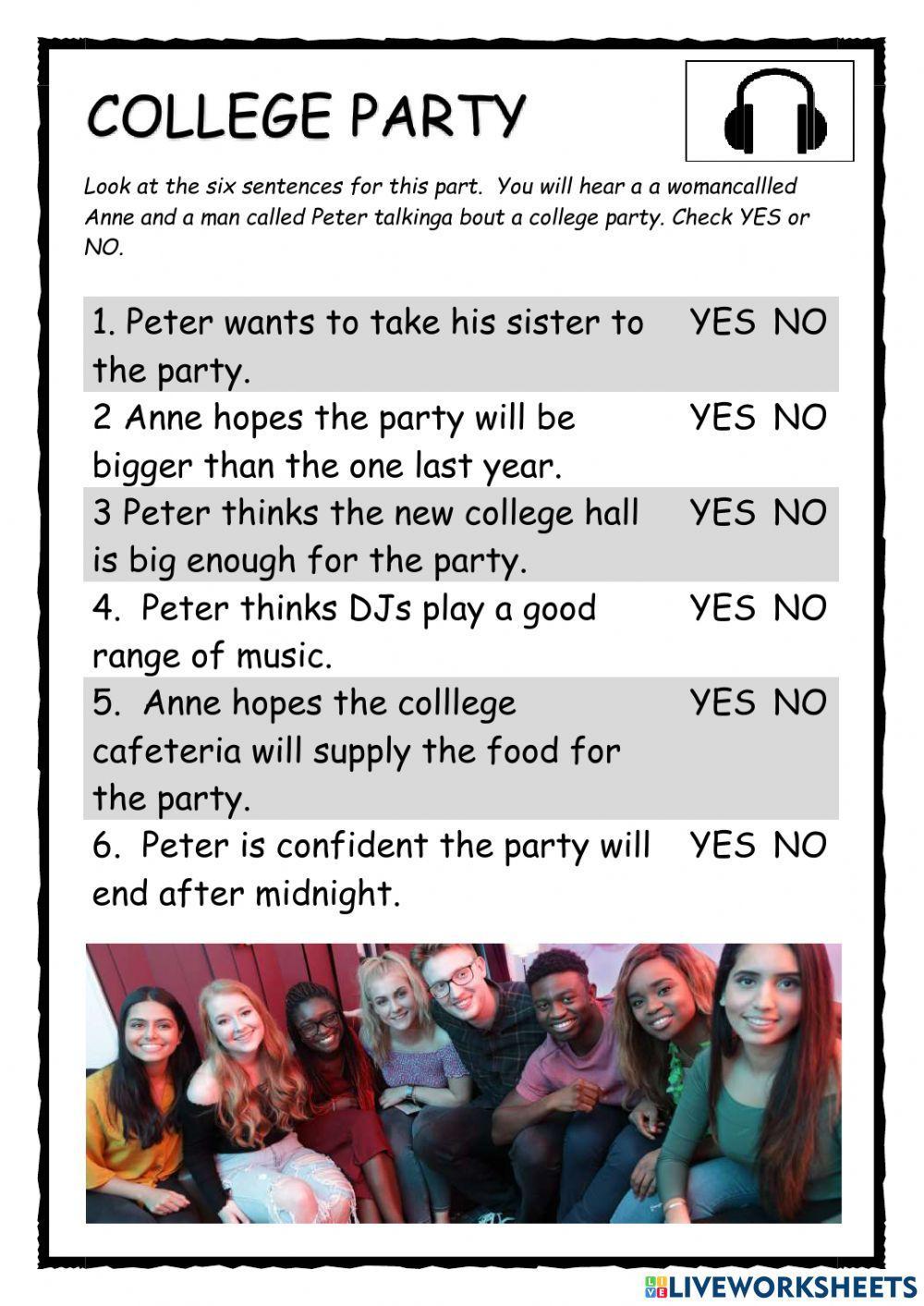 College Party PET Listening