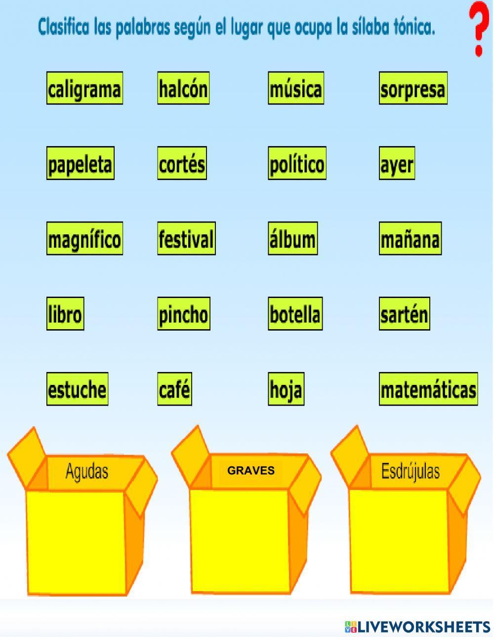 Clasificando palabras