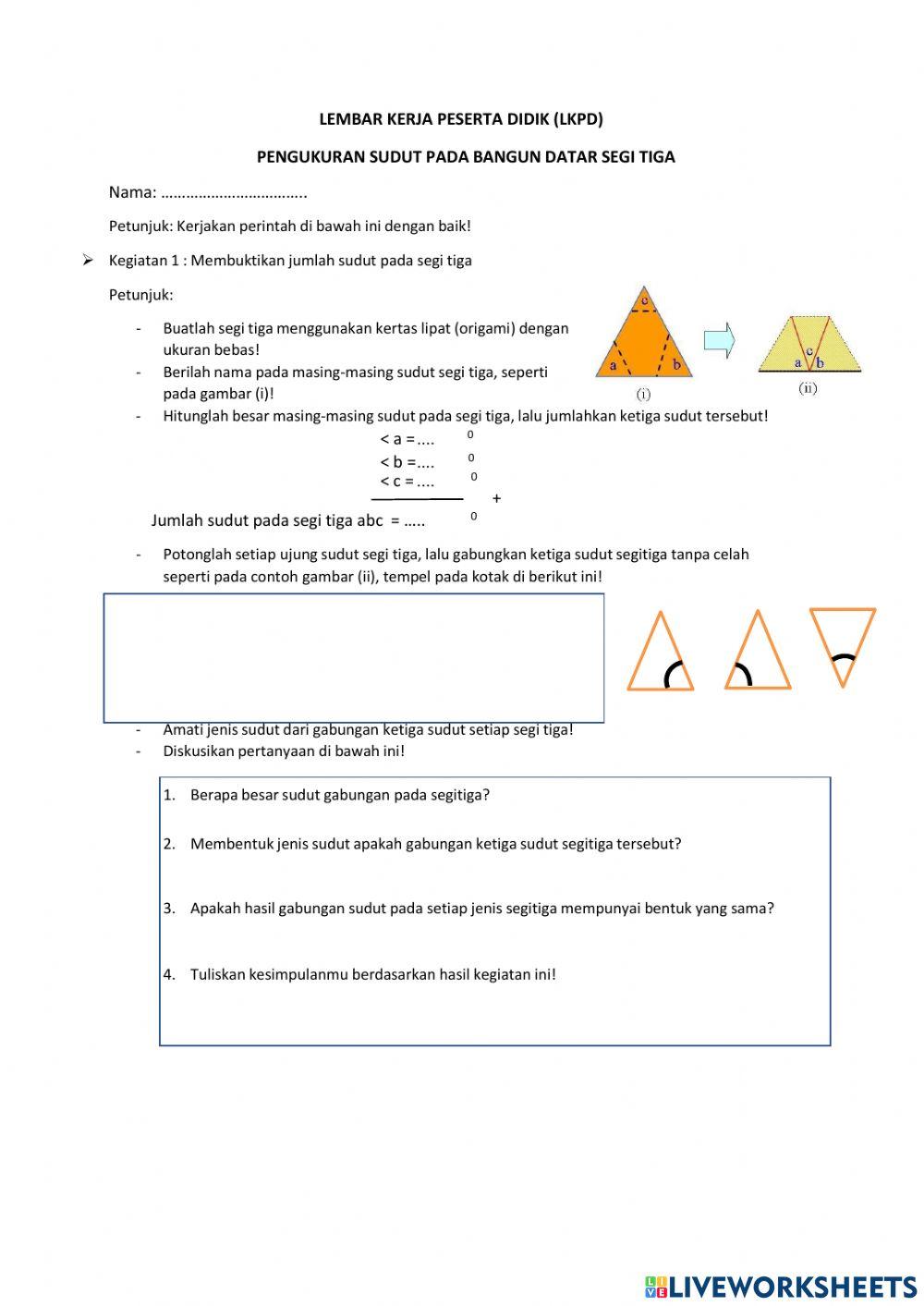 Segitiga sudut kelas 4