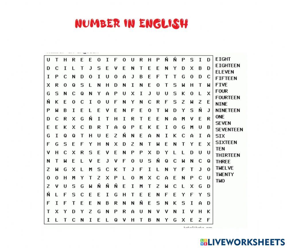 number-in-english-activity-live-worksheets