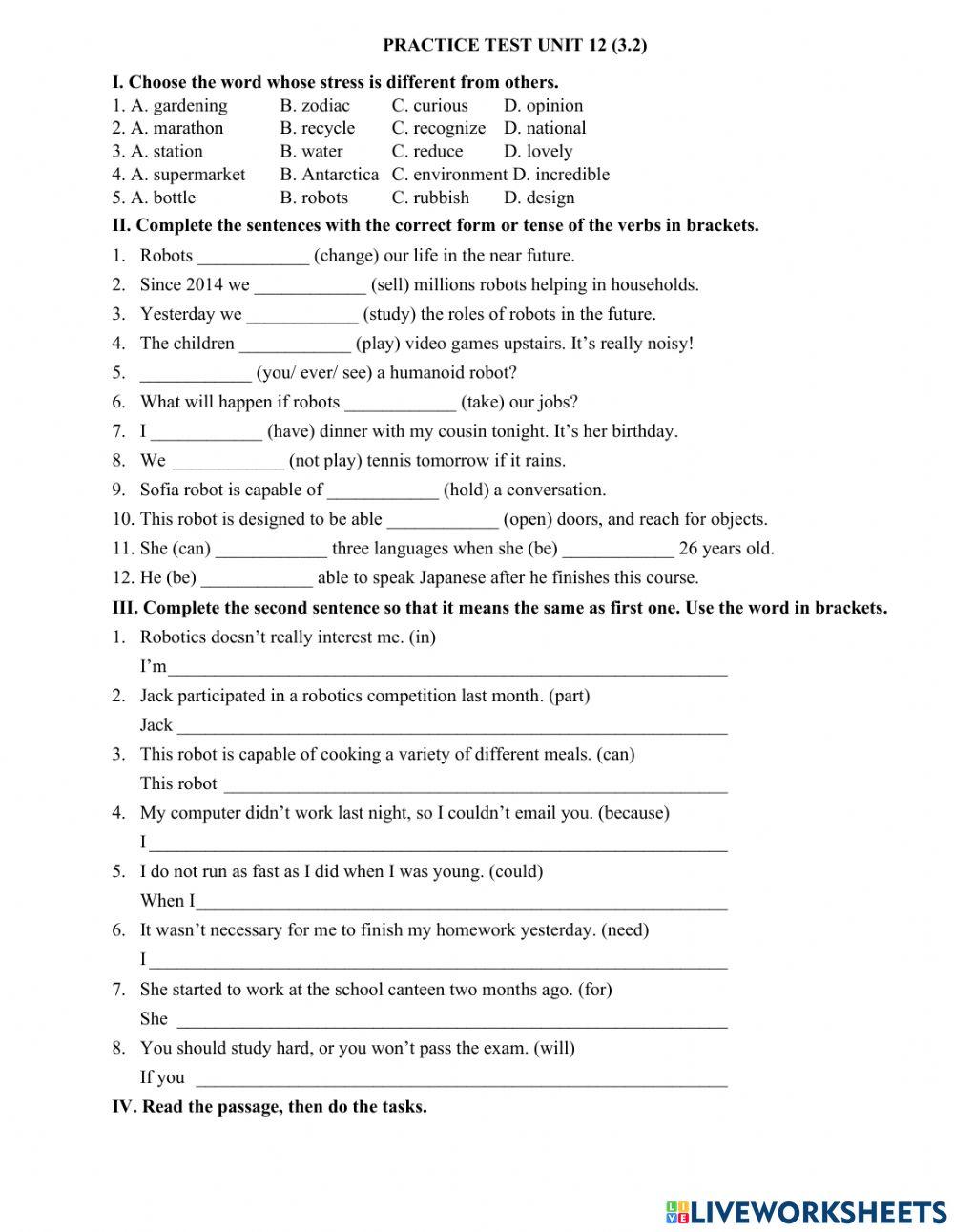 Practice test 12 (3.2)