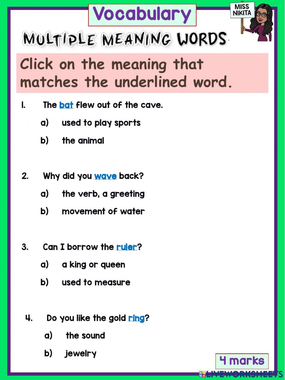 1945673 Vocabulary test Miss Dwarka LiveWorksheets