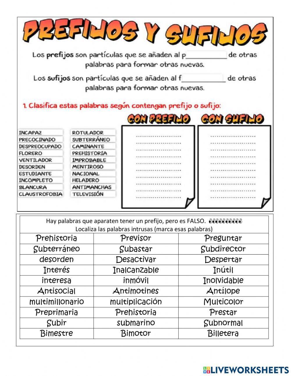 Prefijos Y Sufijos Free Exercise Live Worksheets – NBKomputer