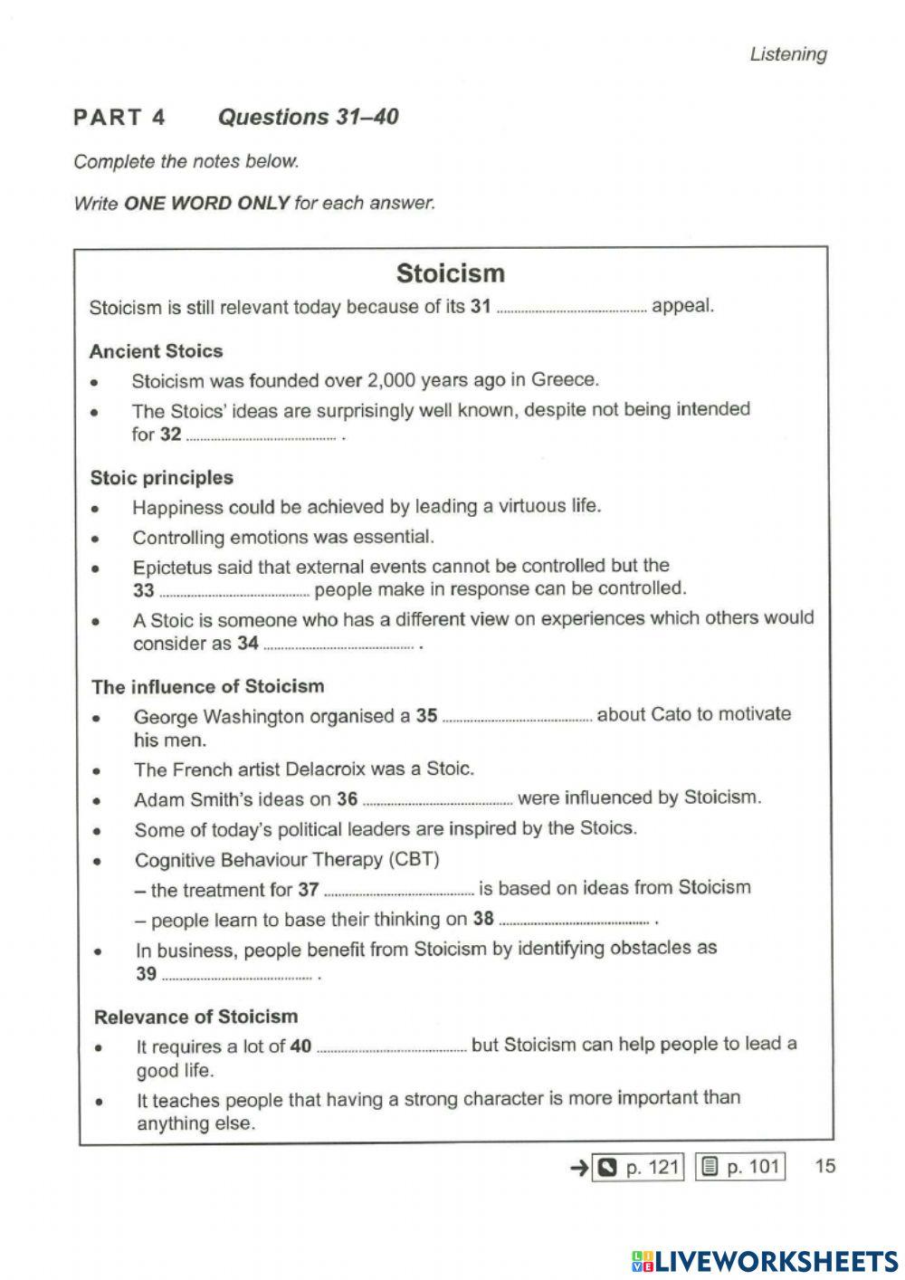 Listening cam 6 test 1 part 4 worksheet live worksheets