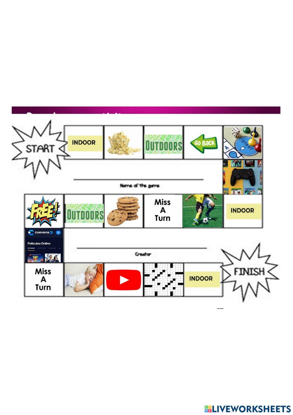 Indoor ourdoor activities