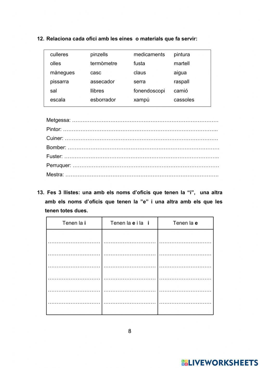 Els oficis المهن. Comencem