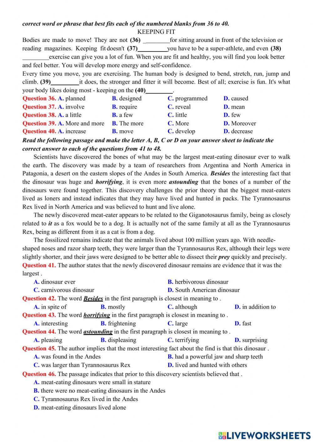 Đề thi thử THPT KHTN