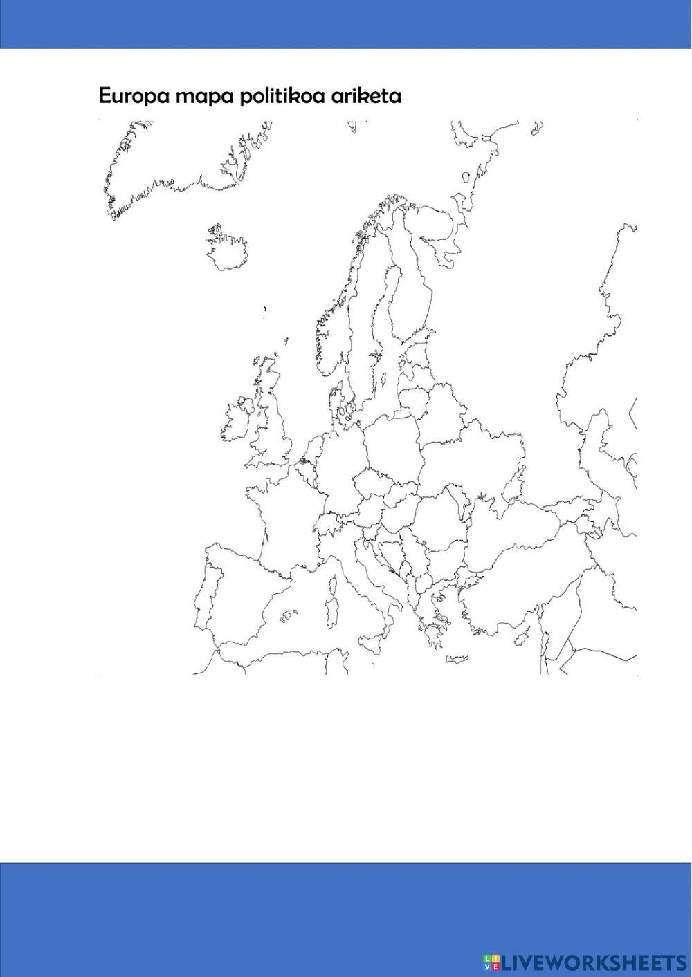 Europa mapa politiko ariketa