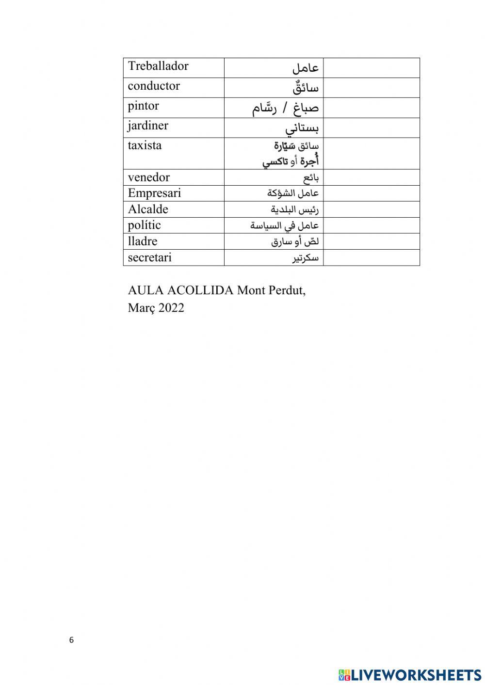 De què treballes?ماذا تعنل