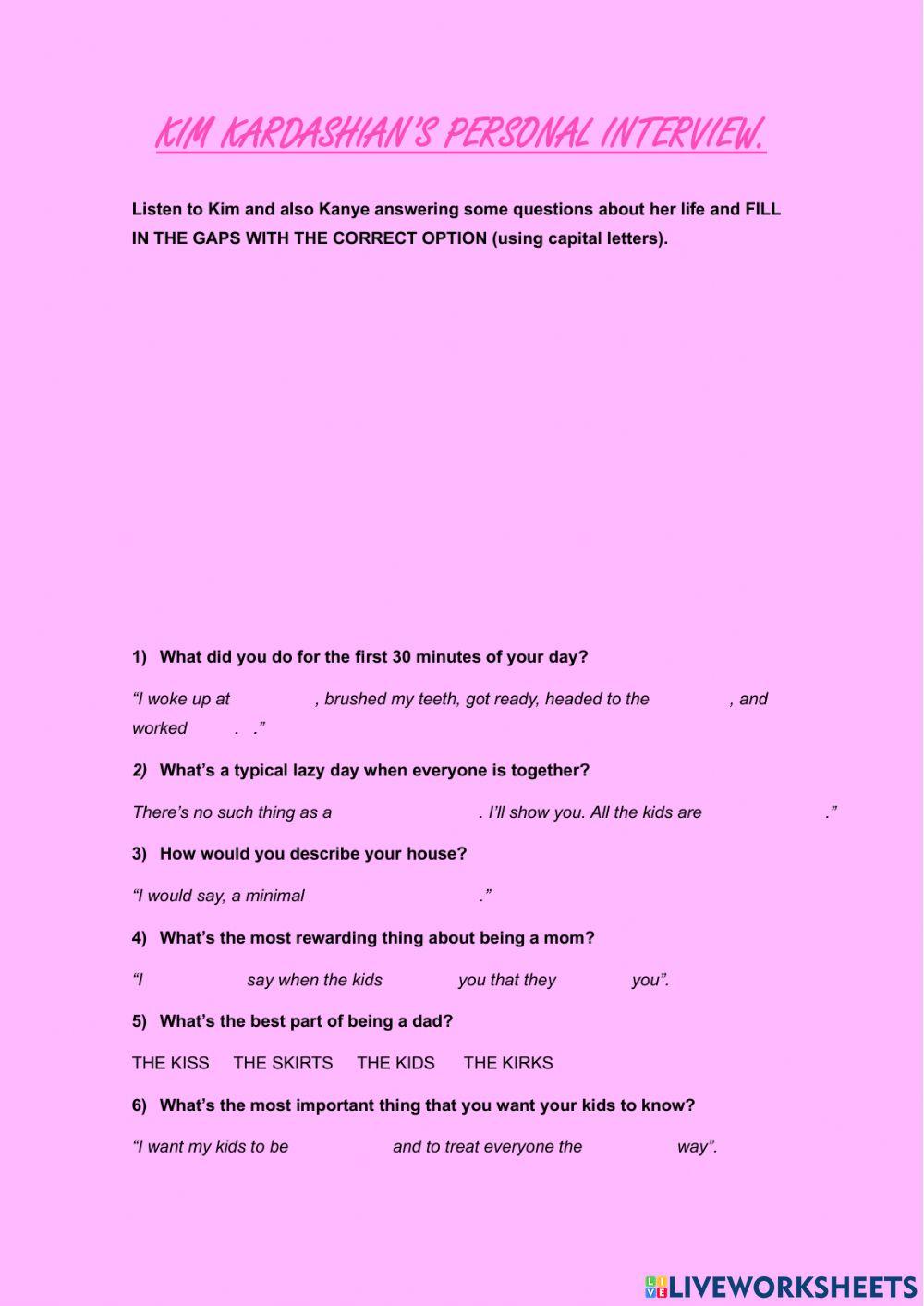 Kim kardashian's personal interview listening