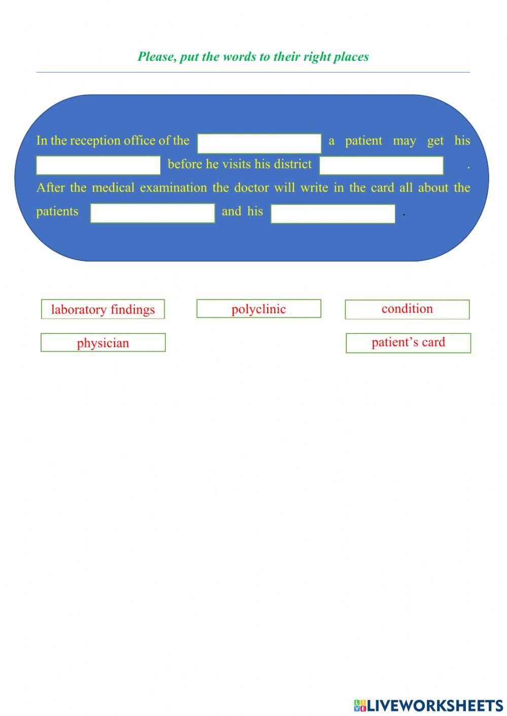 At the Polyclinic  Vocabulary V1