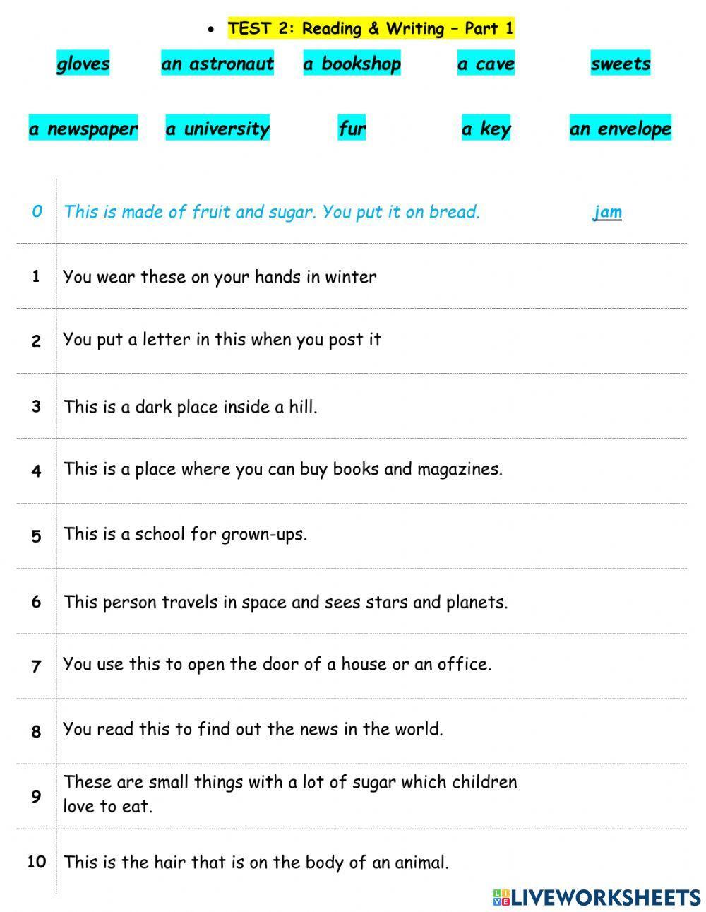 Flyers - Reading & Writing - Part 1