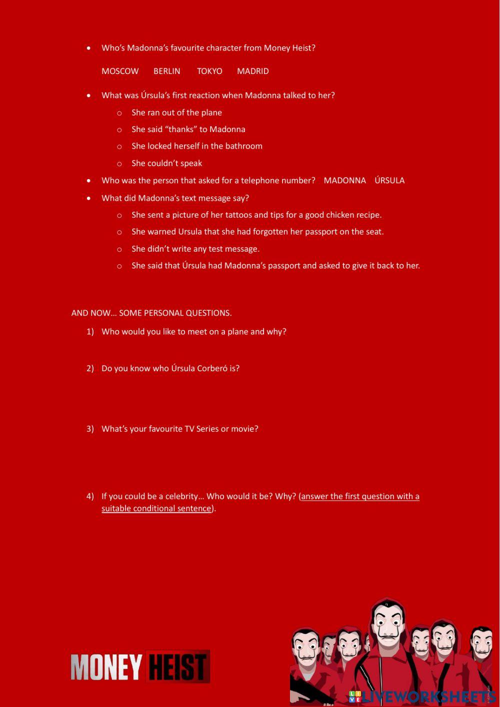 Celebrity interview b1 úrsula corberó Money Heist LA CASA DE PAPEL