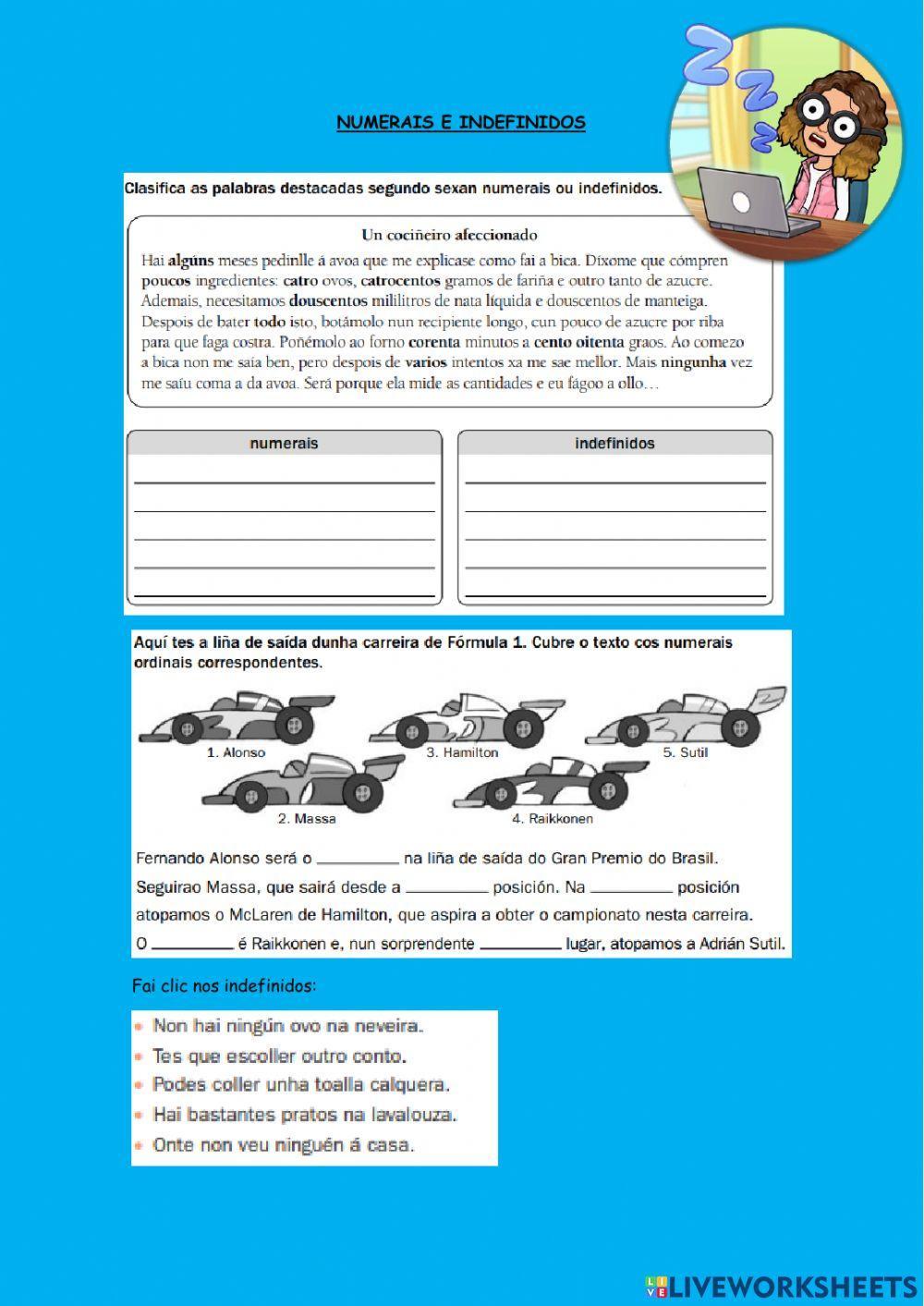 Numerais e indefinidos