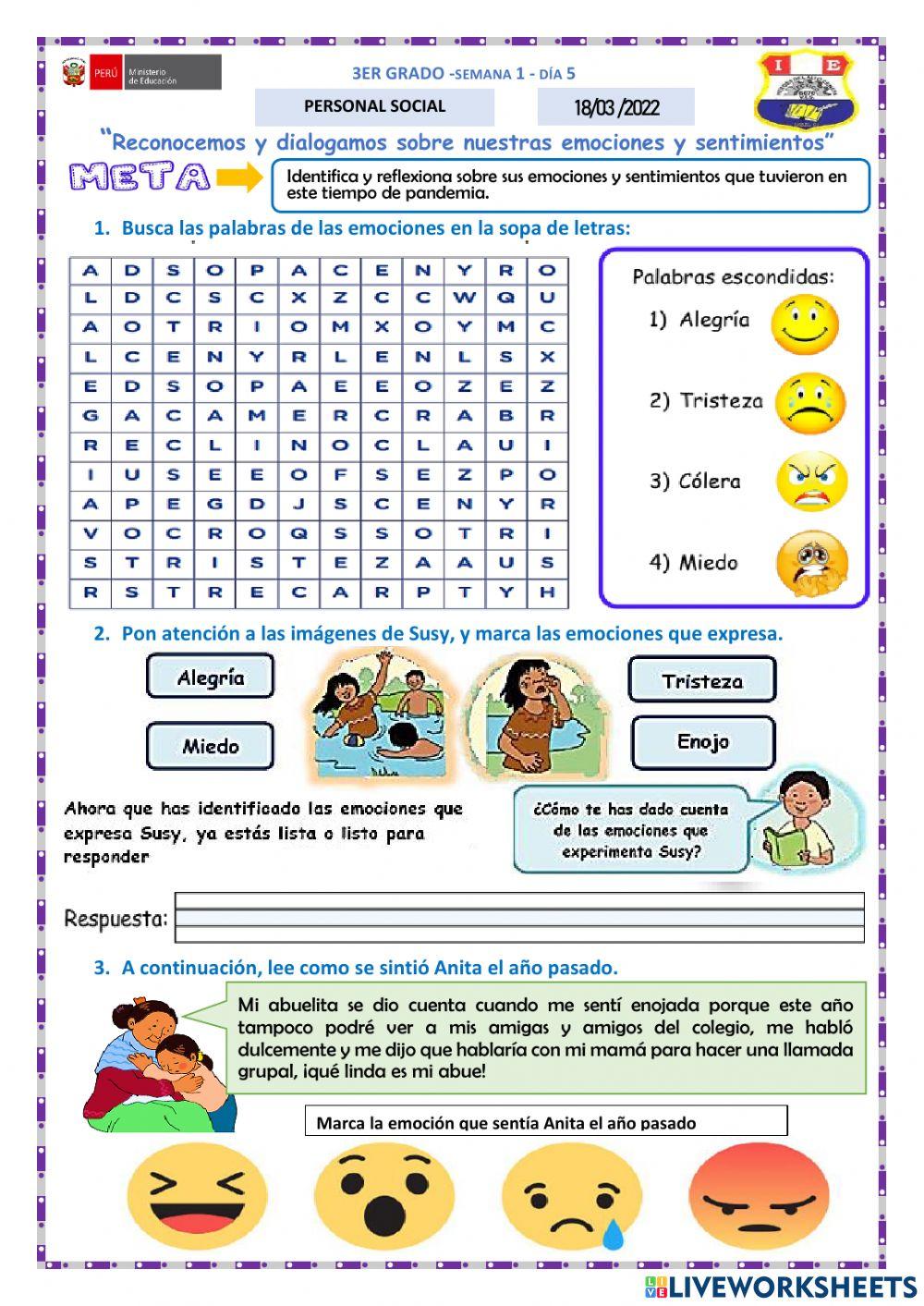 Reconocemos y dialogamos sobre nuestras emociones y sentimientos