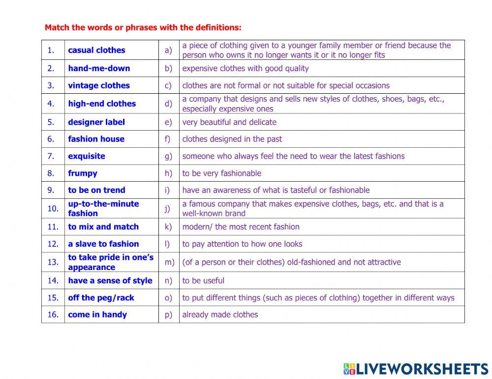 IELTS vocab - Clothes and Fashion