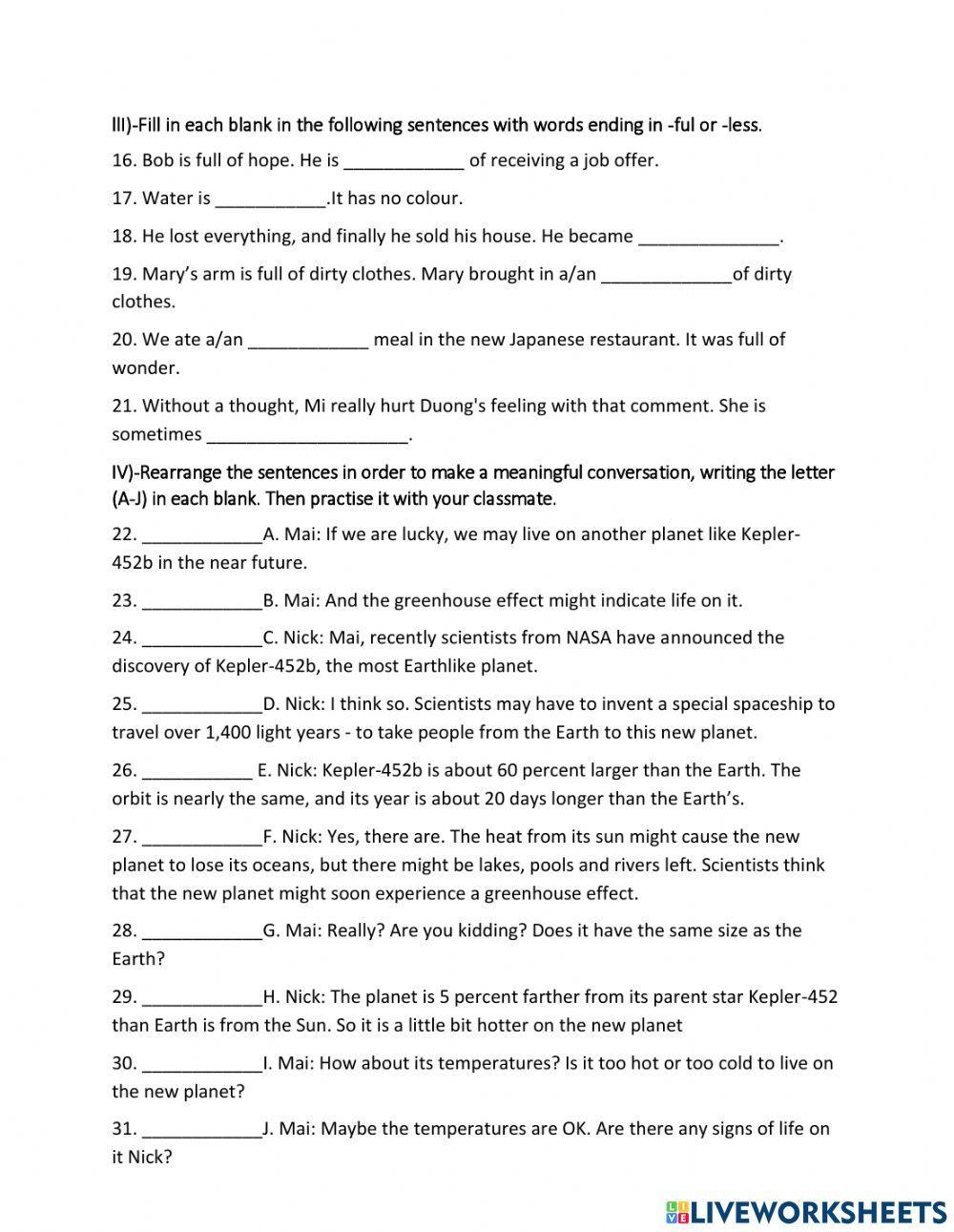 Lớp 8 Unit 12 Test 1