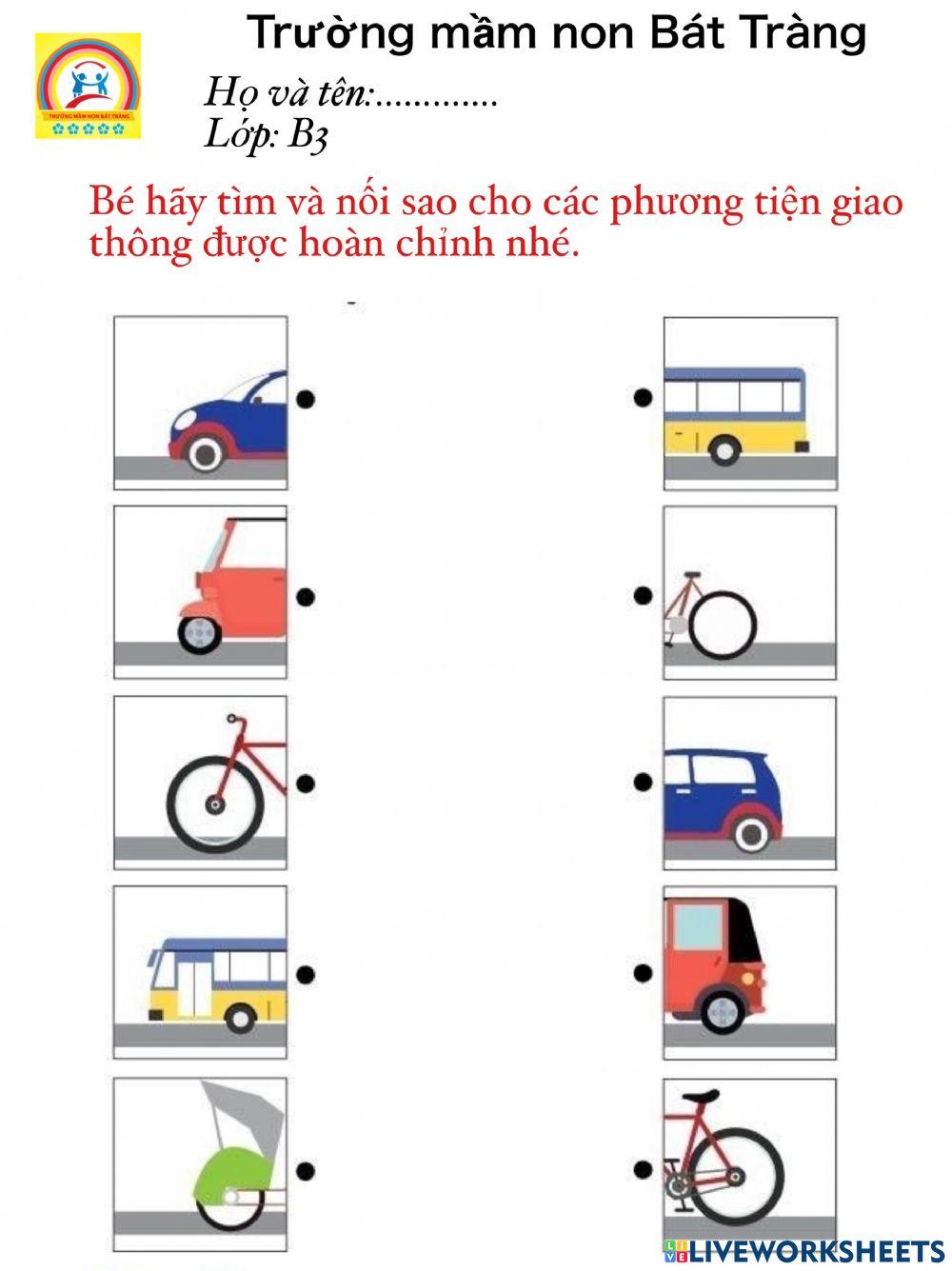 BT nối các phương tiện giao thông cho hoàn chỉnh- Trường MN Bát Tràng