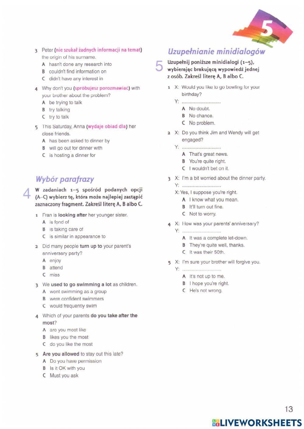 Matura skills życie rodzinne i towarzyskie część 2