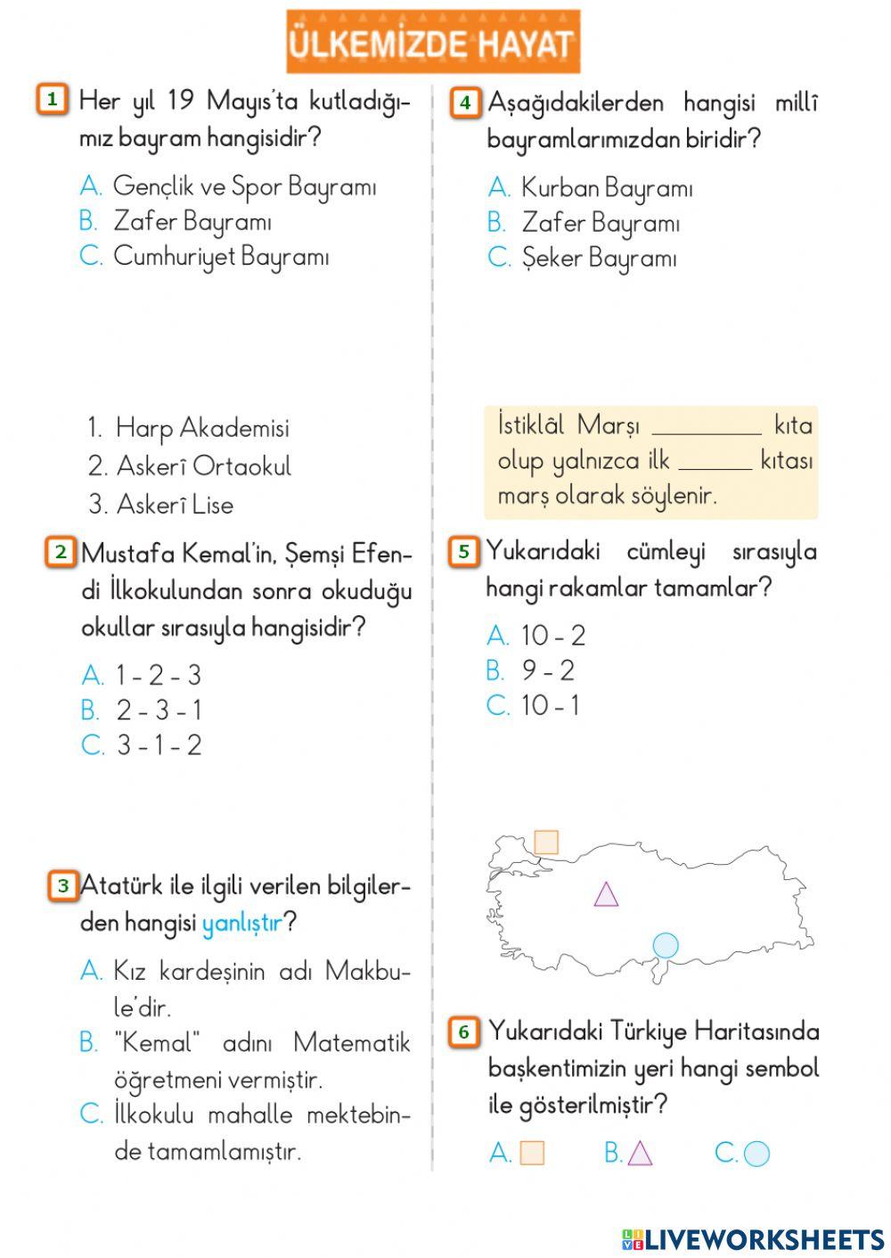 Ülkemizde Hayat-Konu Değerlendirme-2