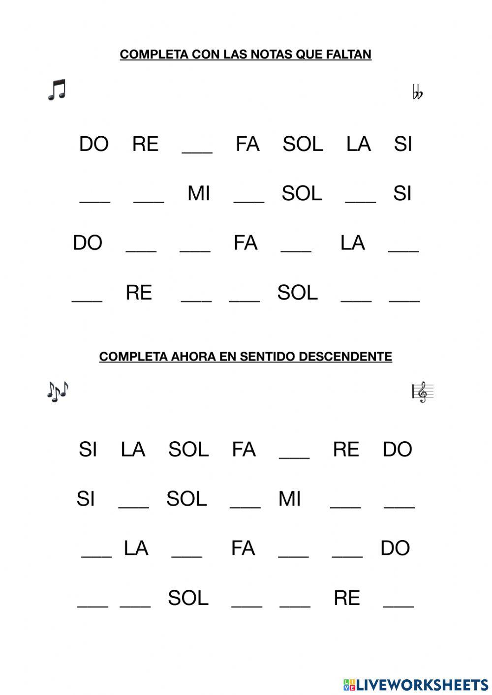 Nombres de las Notas Musicales