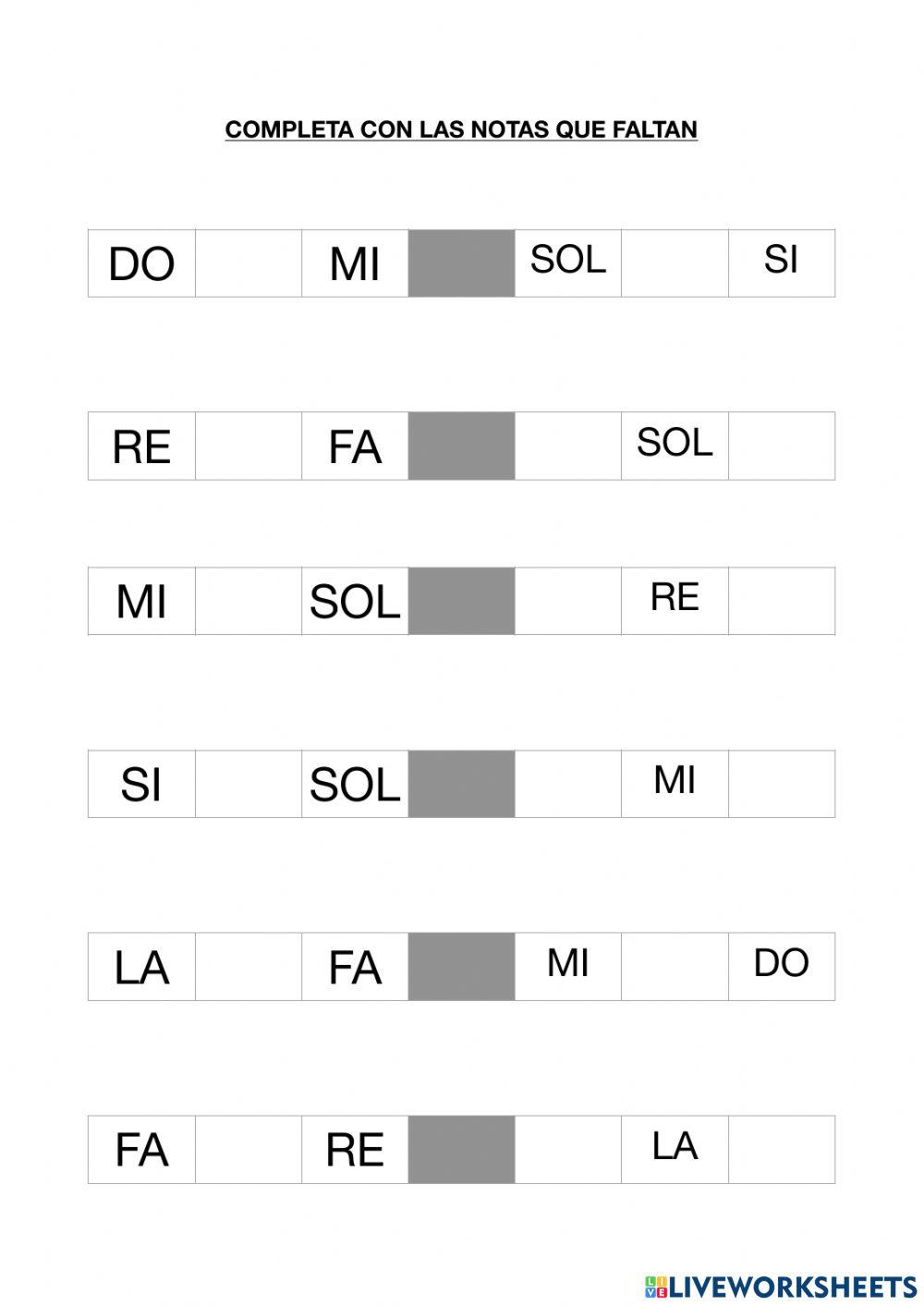 Nombres de las Notas Musicales