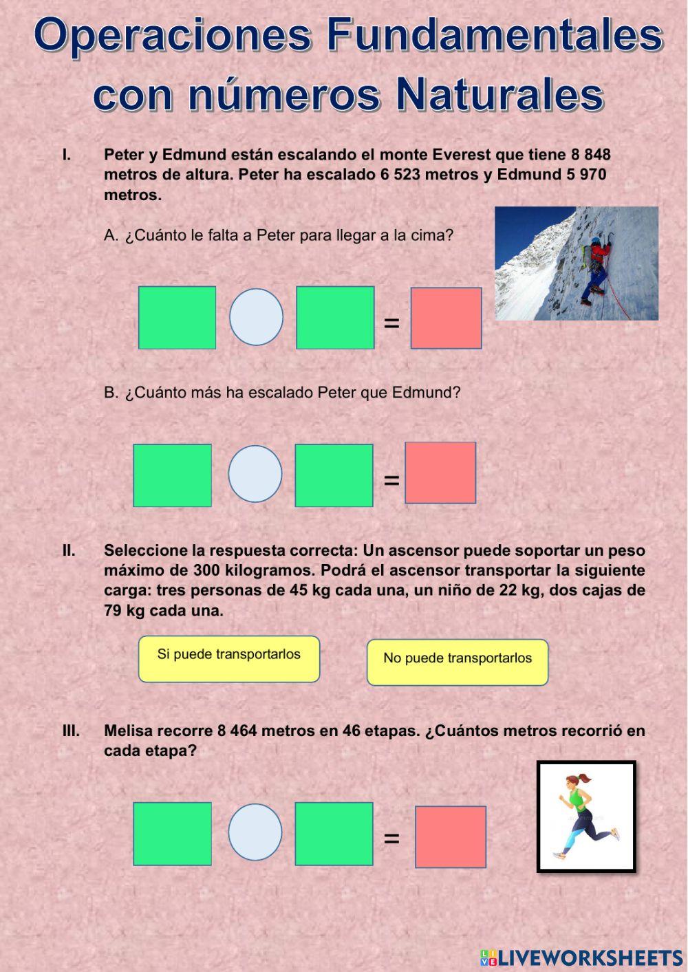 Operaciones con números naturales