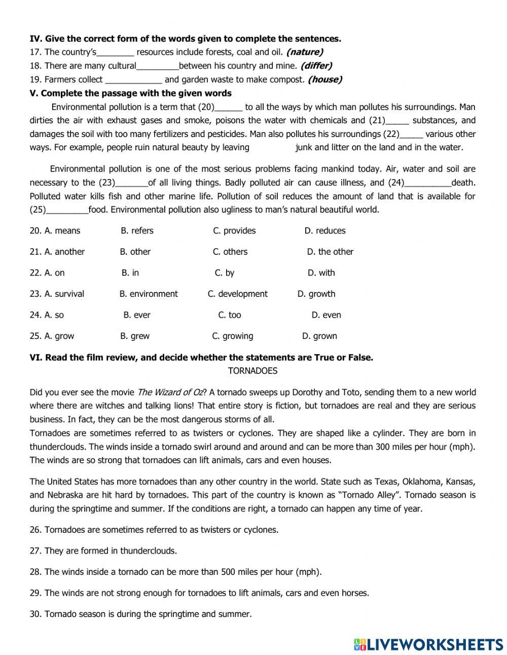 Second mid term test b- grade 8