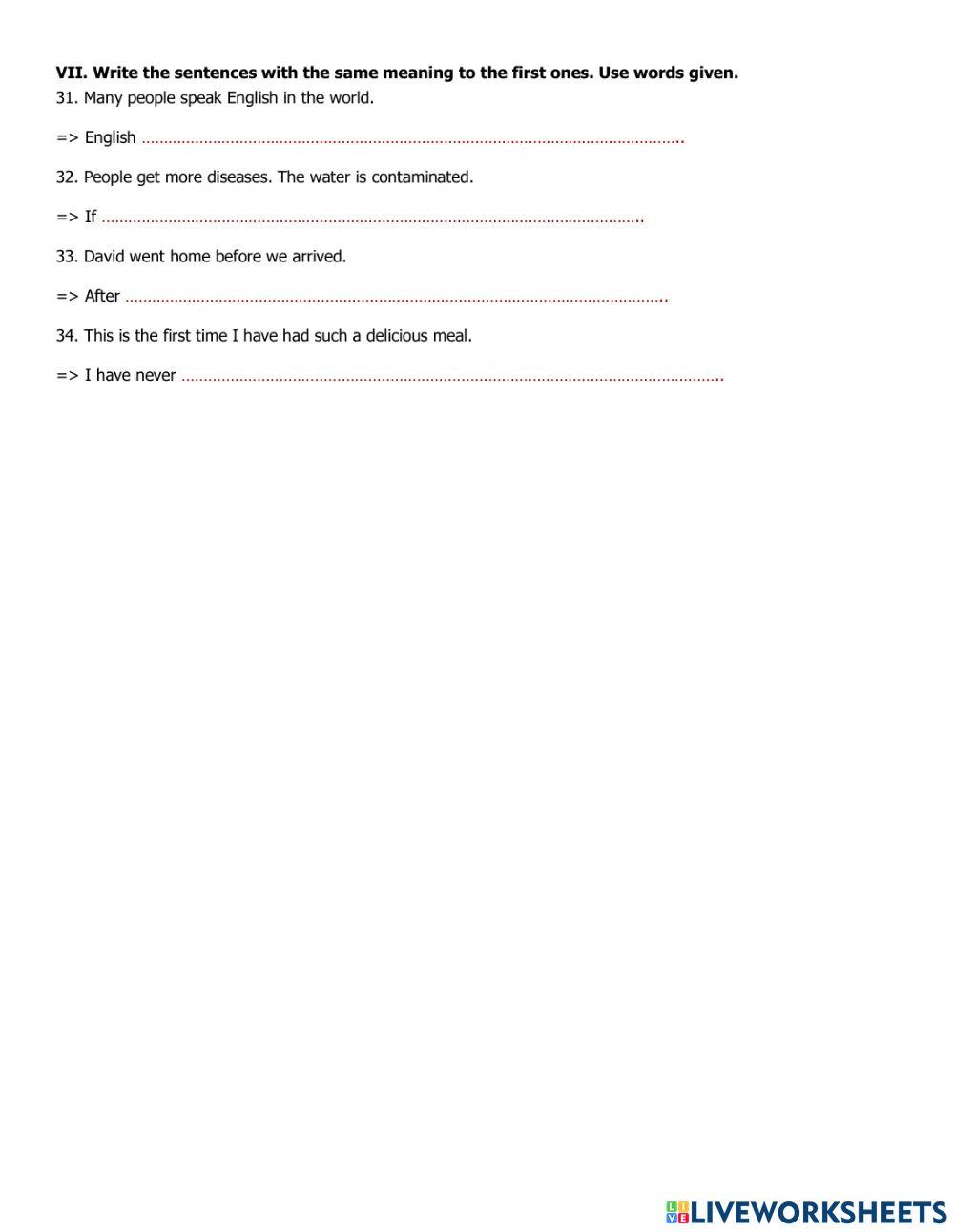 Second mid term test b- grade 8