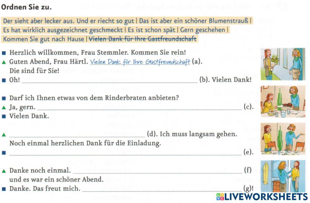 B 1.1. Lektion 6: Dialoge ergänzen