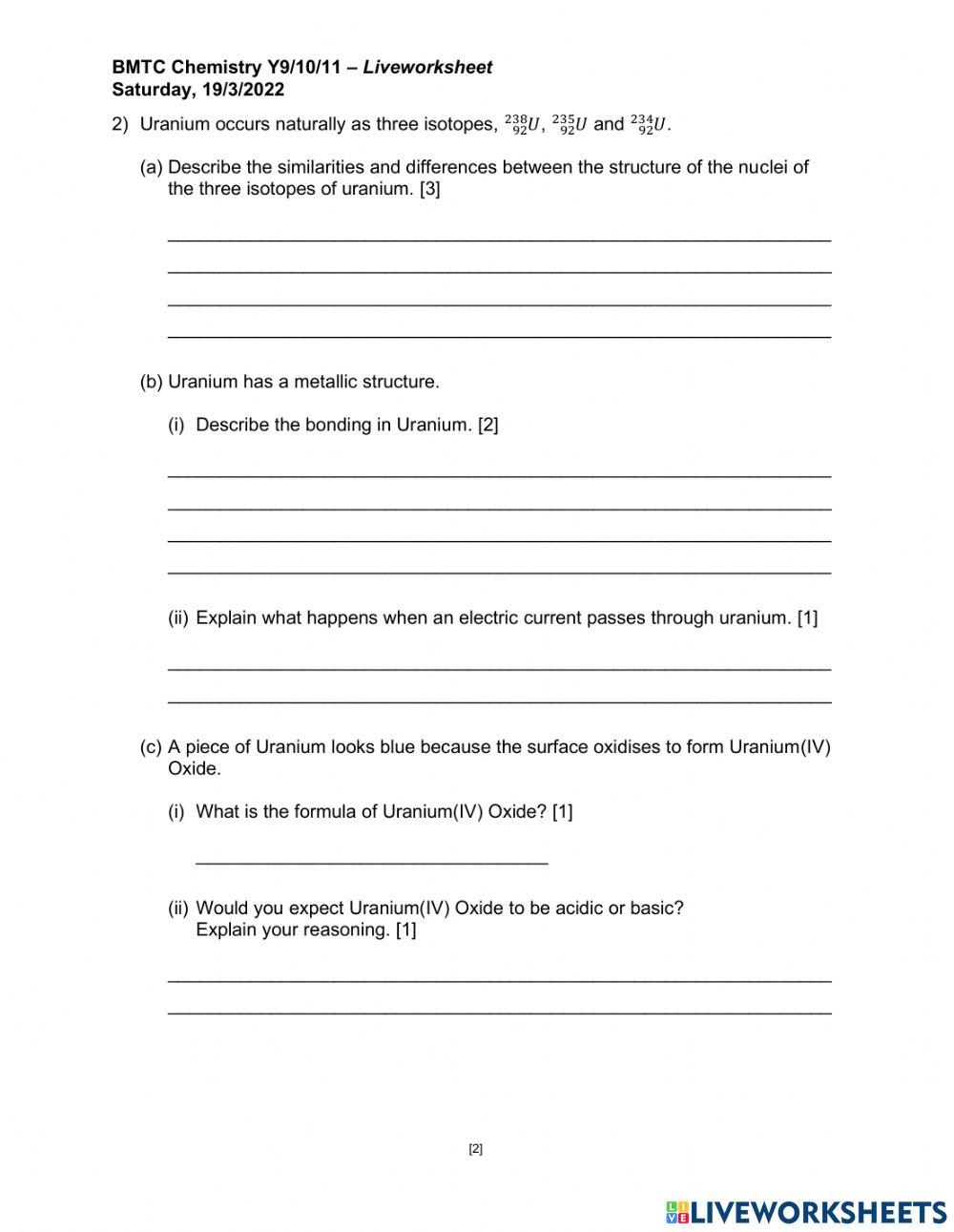 Ionic, Covalent and Metallic Bonding - Ex 2 online exercise for | Live ...