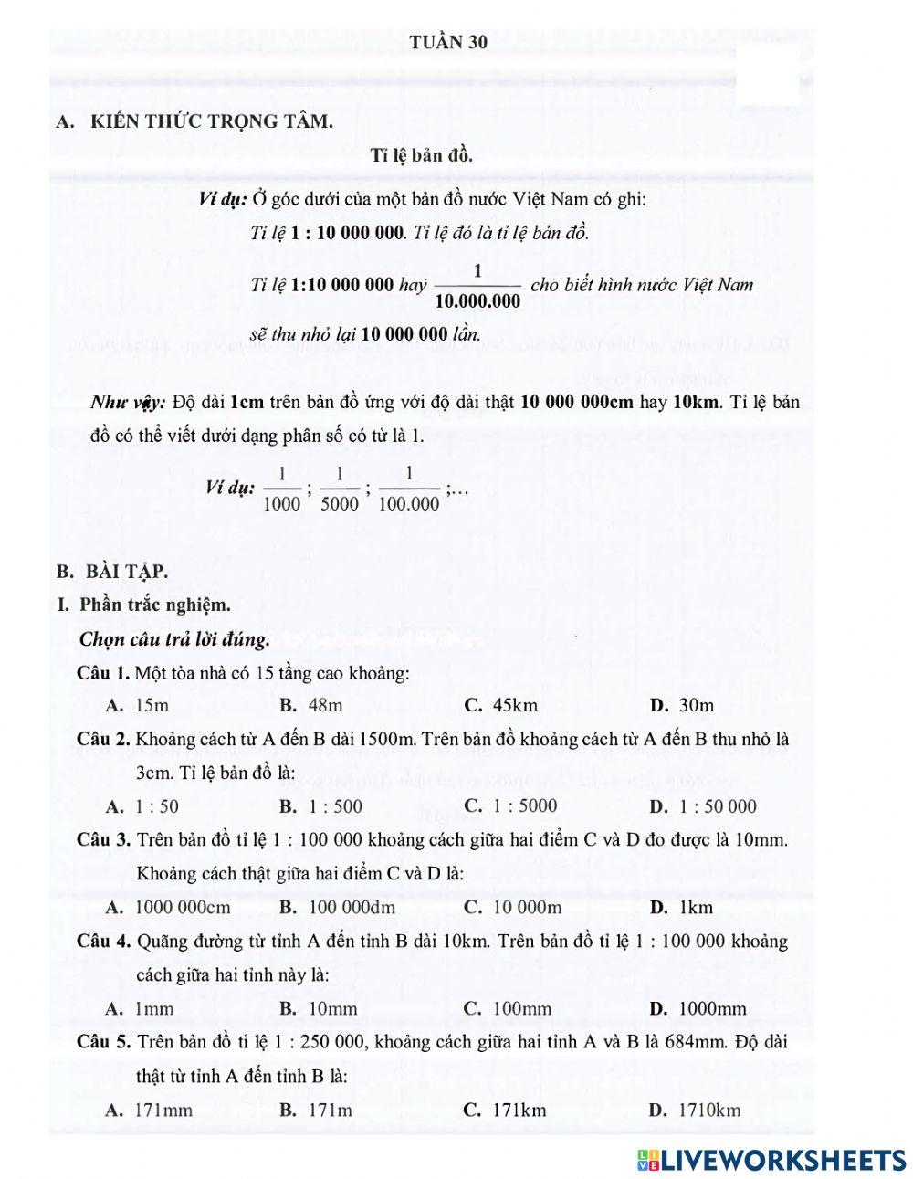 Toán 4 - Tuần 30 Bài tập