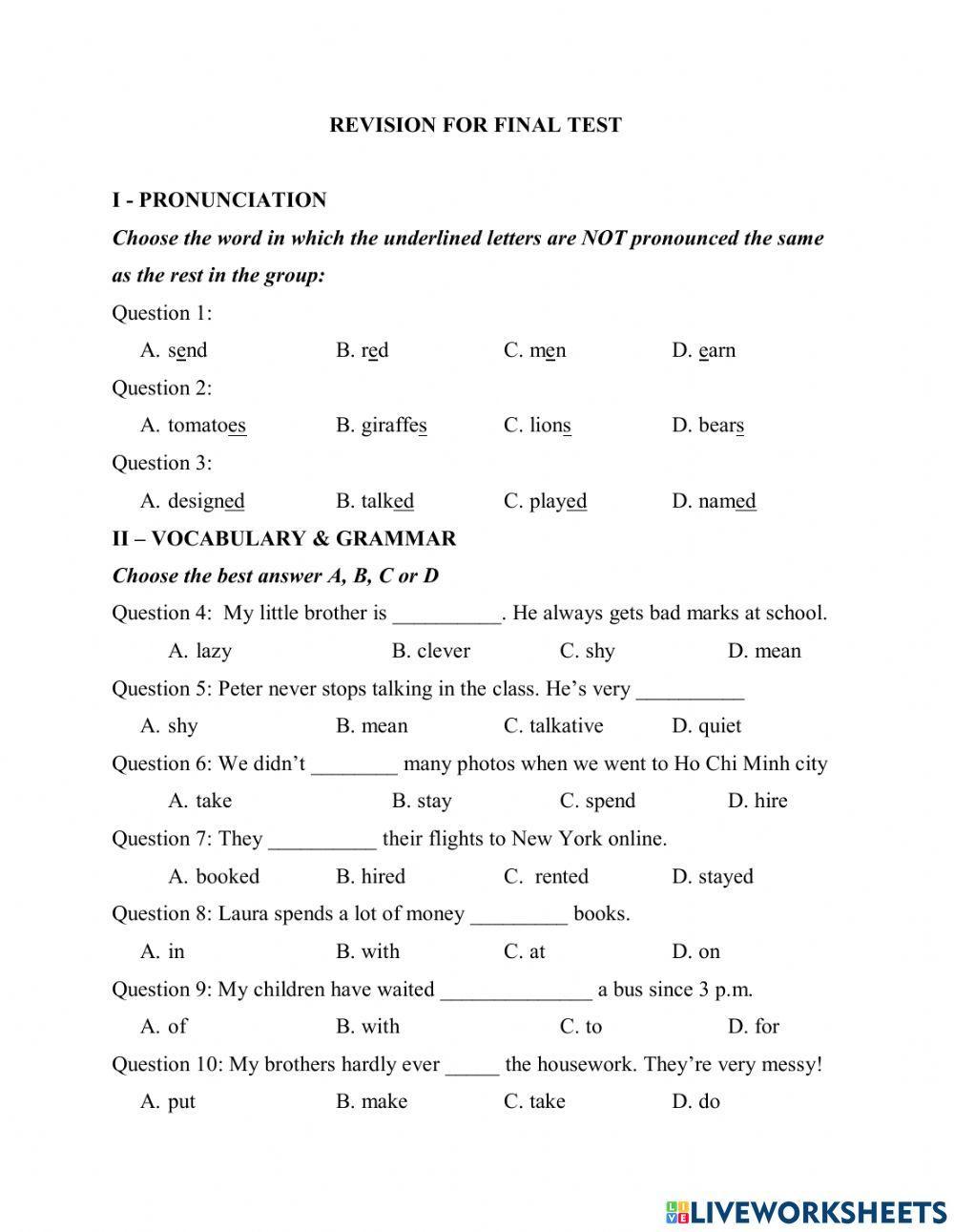 Revision 1 for final test