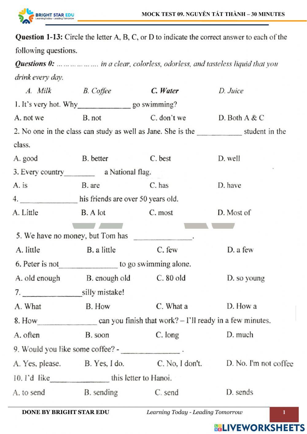 (CLC) De so 9. Nguyen Tat Thanh