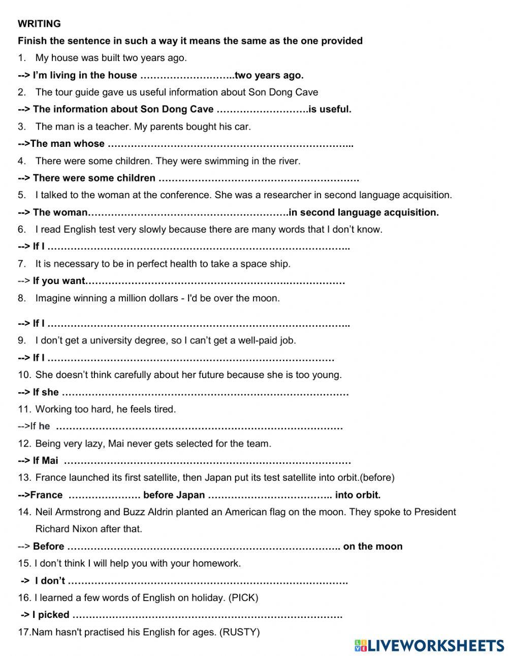 Đề cương td writing worksheet Live Worksheets