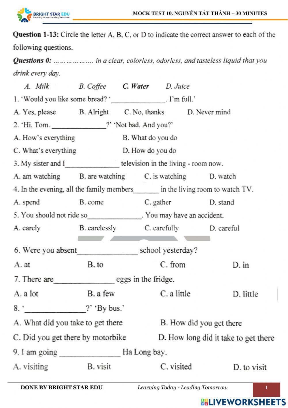 (CLC) De so 10. Nguyen Tat Thanh