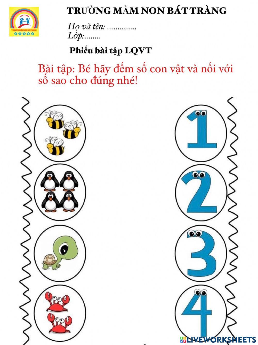 BT Toán nối số tương ứng- MN Bát tràng