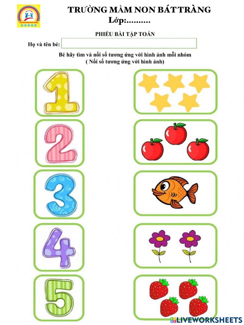 BT toán nối số tương ứng- MGB 3-4t- MN Bát Tràng